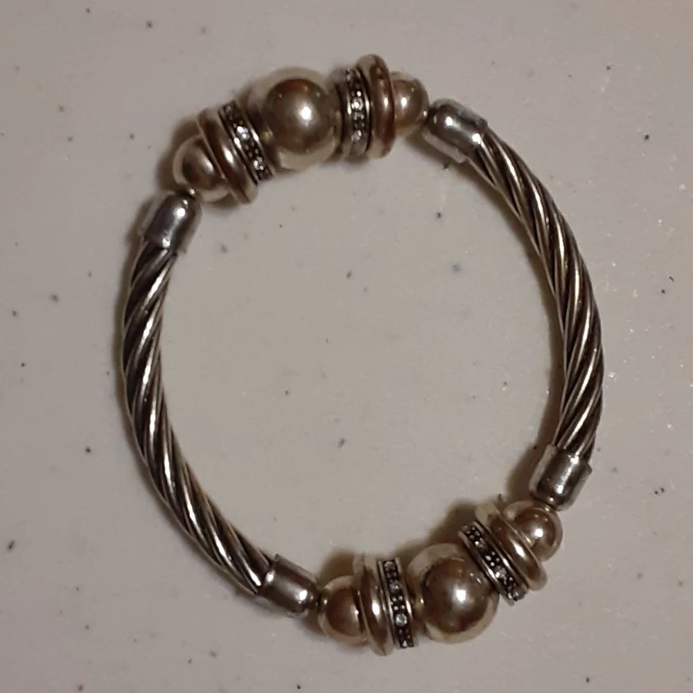 Silver Tone & Rhinestone Stretch Bracelet